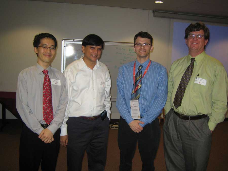 From left to right are: Jason Chong Lee, Virginia Tech graduate student;  Hari Pulijal, Meridium vice president of product development; Scott McCrickard, Virginia Tech associate professor of computer science; and Todd Stevens, Meridium development team leader.