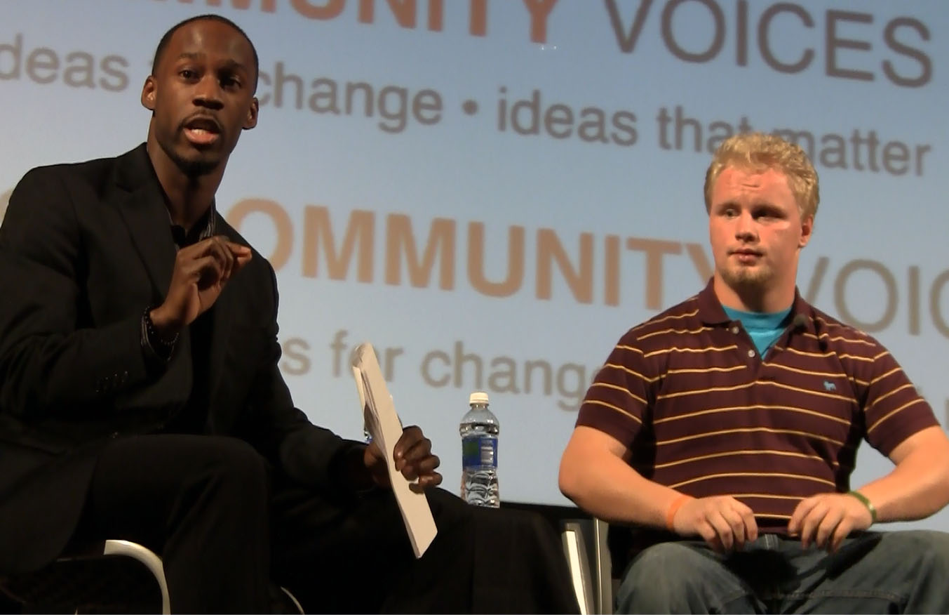 Victor Horton with Shane Laurence on Community Voices panel at Virginia Tech