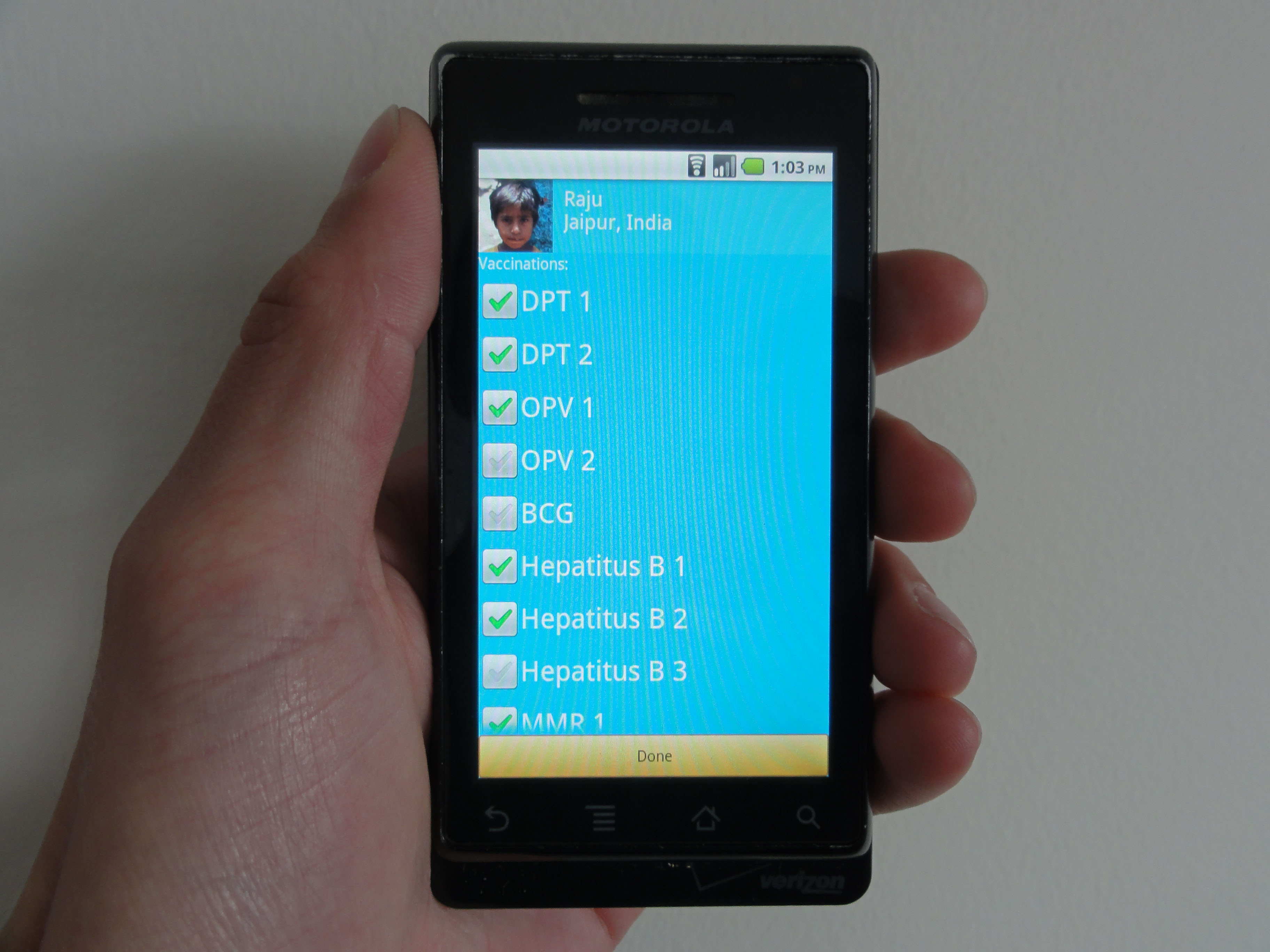 A view of the application on a smart phone
