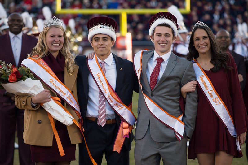 The Virginia Tech Homecoming Court was announced during halftime. 